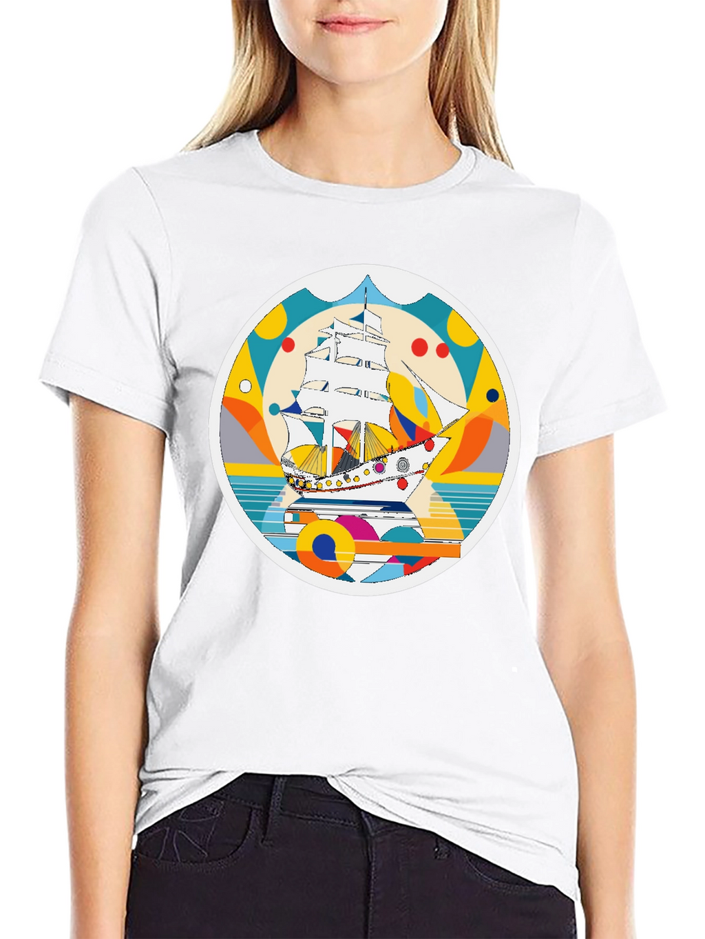 Retro Sailboat Graphic T-Shirt - Artistic Print