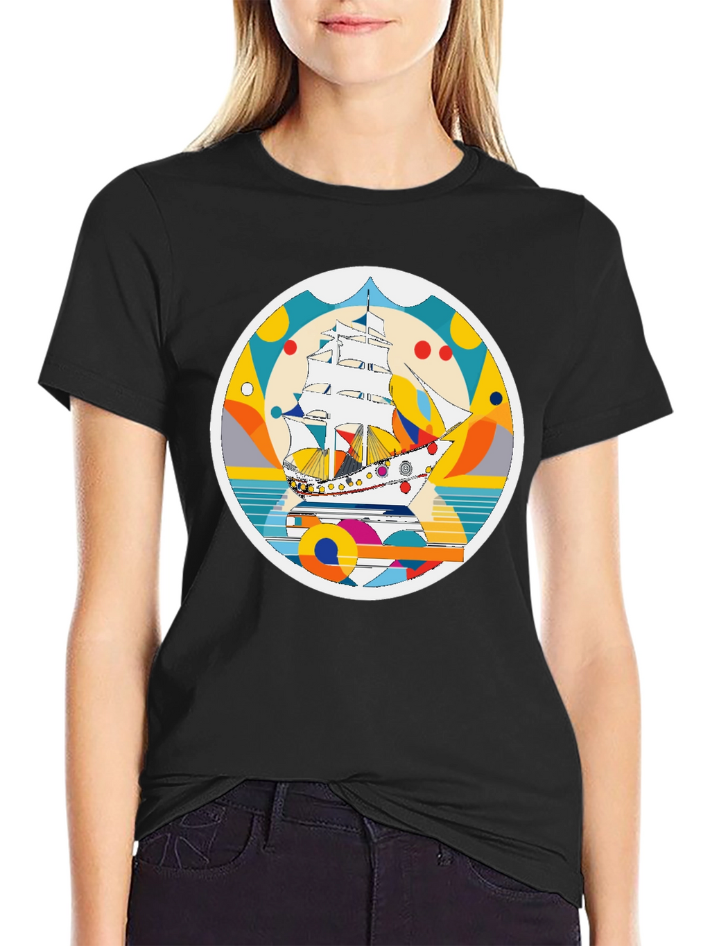 Retro Sailboat Graphic T-Shirt - Artistic Print