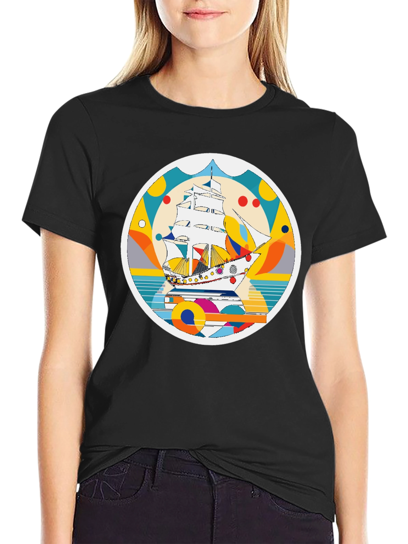 Retro Sailboat Graphic T-Shirt - Artistic Print