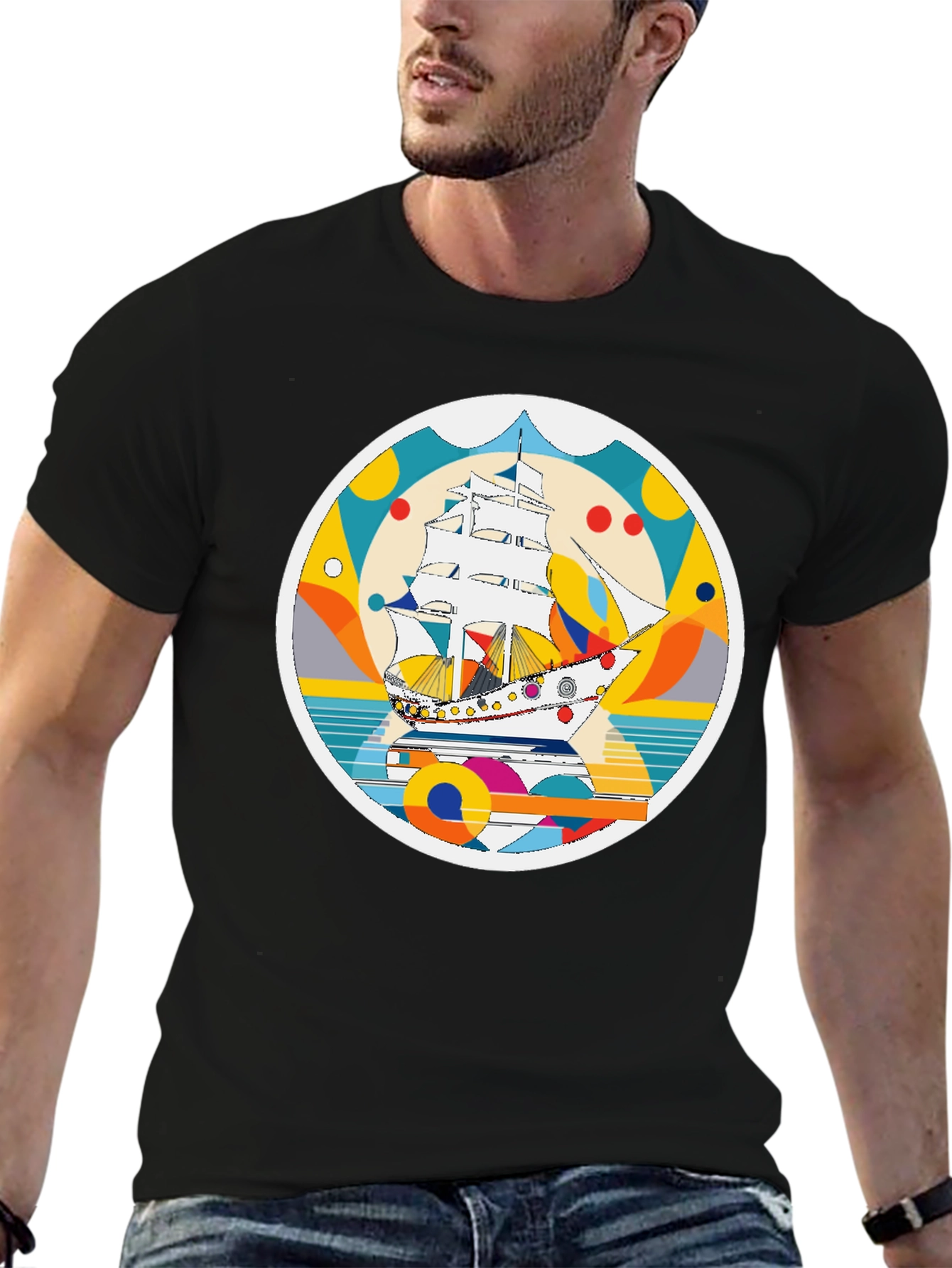 Retro Sailboat Graphic T-Shirt - Artistic Print