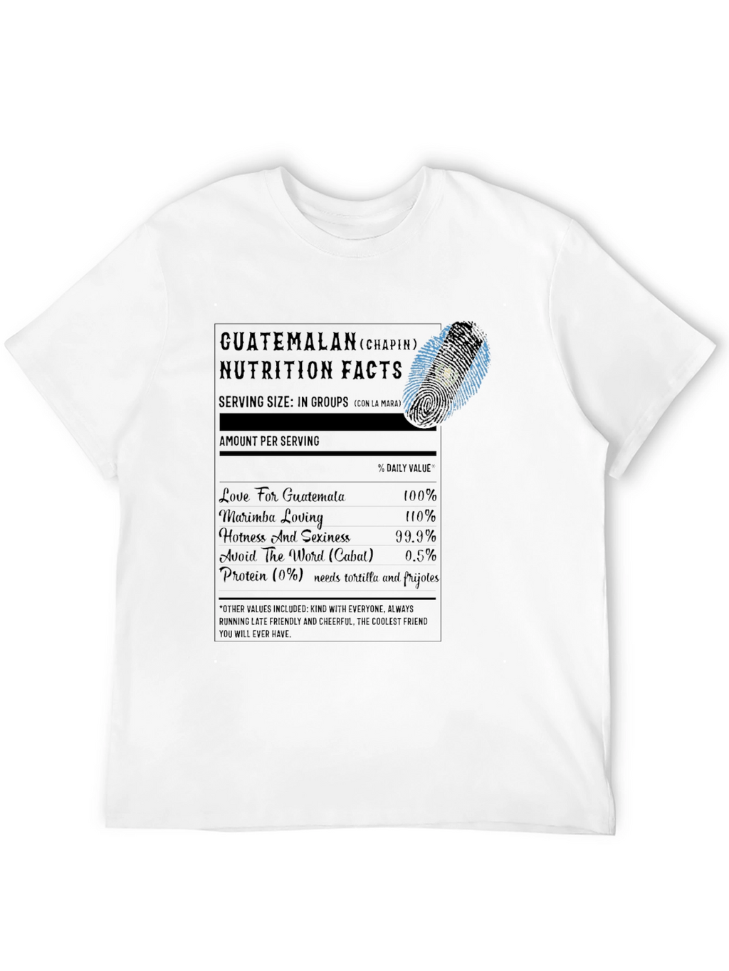Guatemalan Nutrition Facts Black T-Shirt