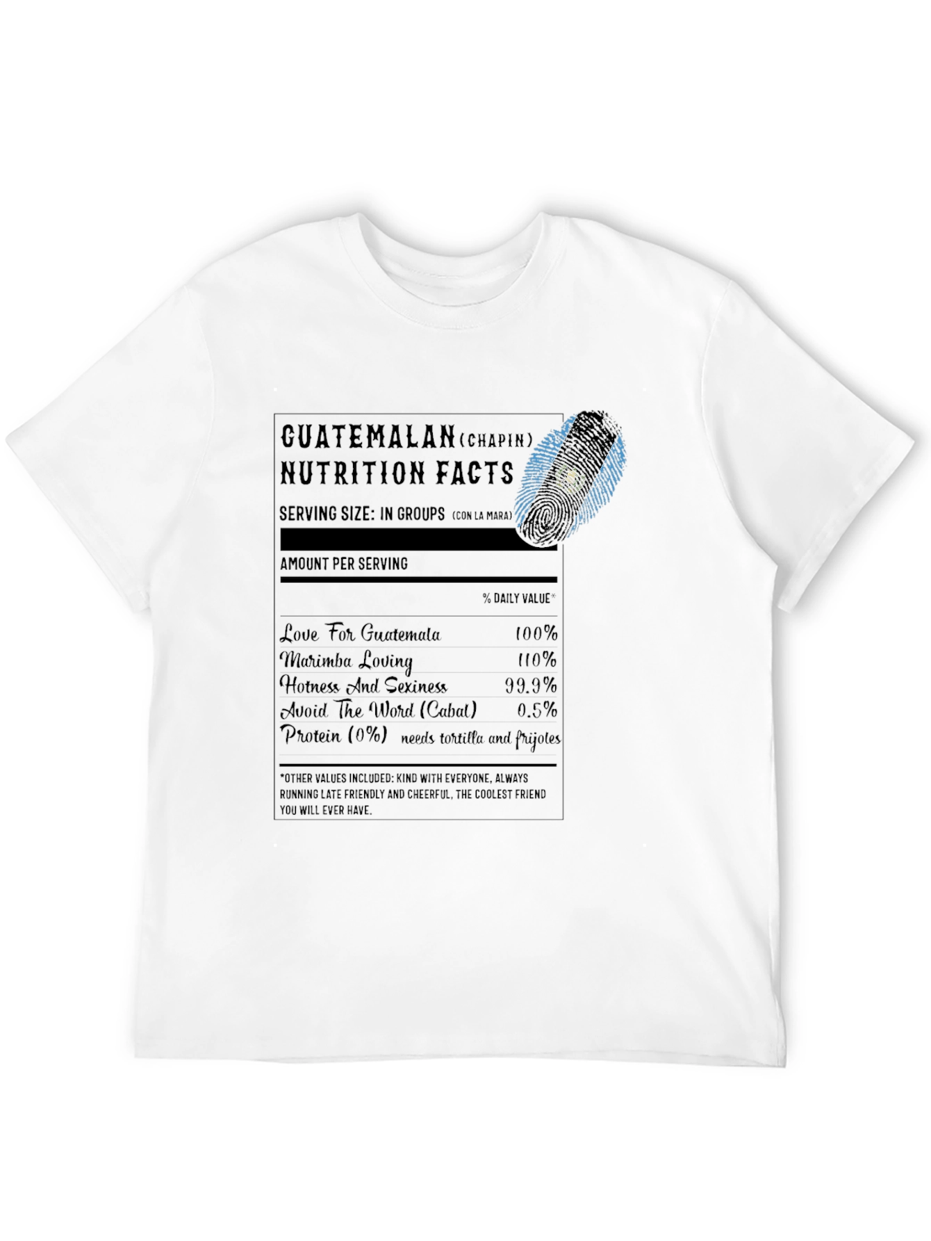 Guatemalan Nutrition Facts Black T-Shirt