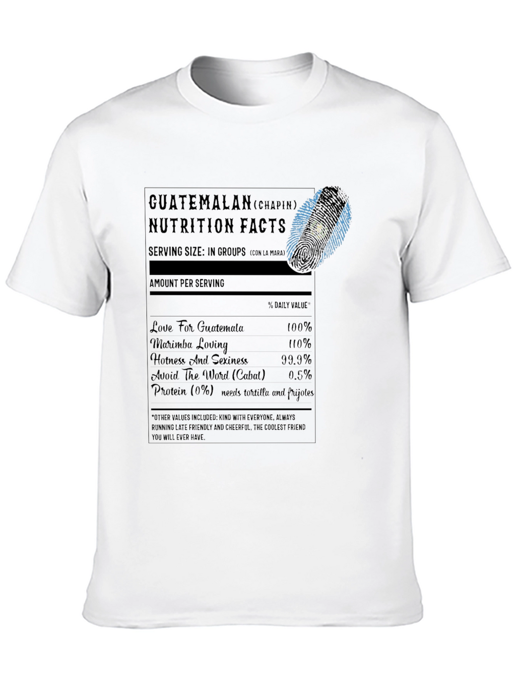 Guatemalan Nutrition Facts Black T-Shirt