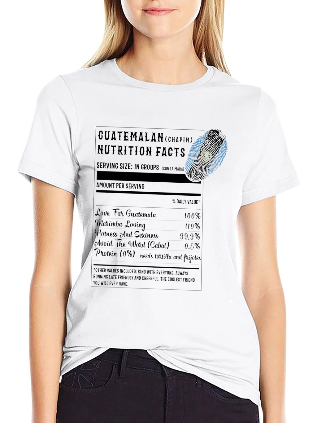 Guatemalan Nutrition Facts Black T-Shirt