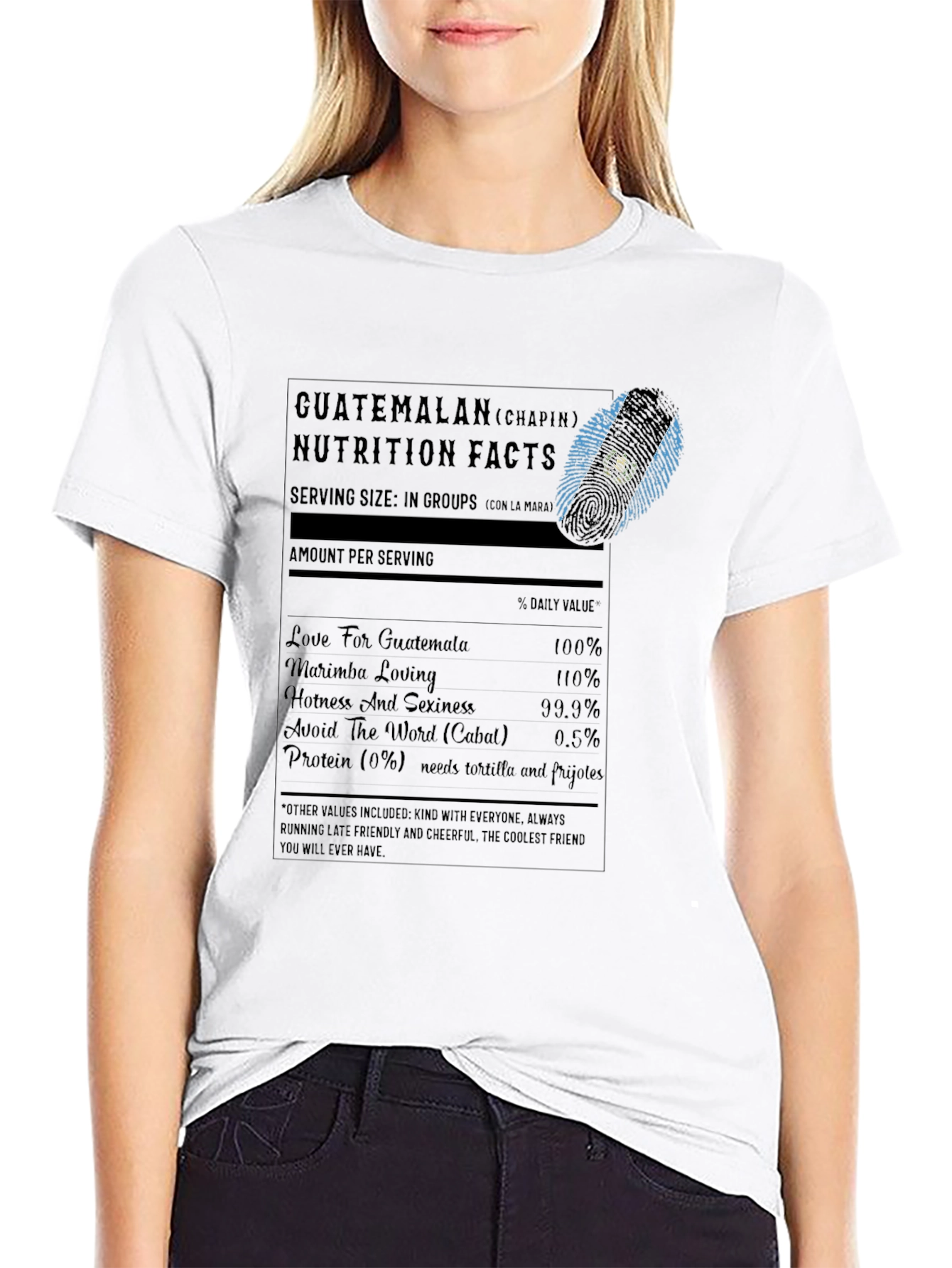 Guatemalan Nutrition Facts Black T-Shirt