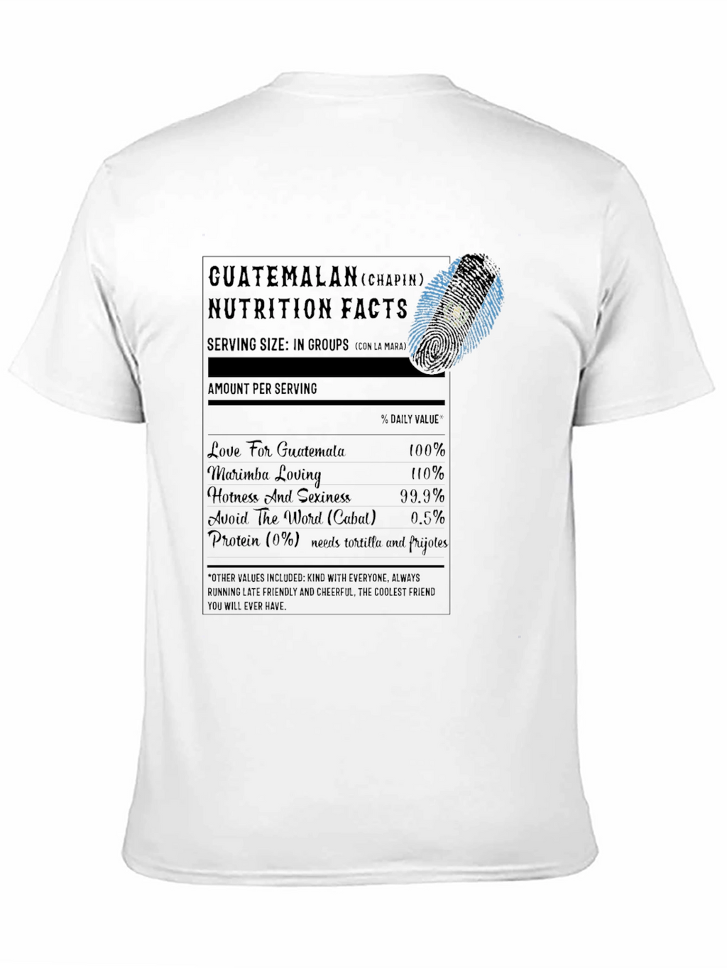Guatemalan Nutrition Facts Black T-Shirt
