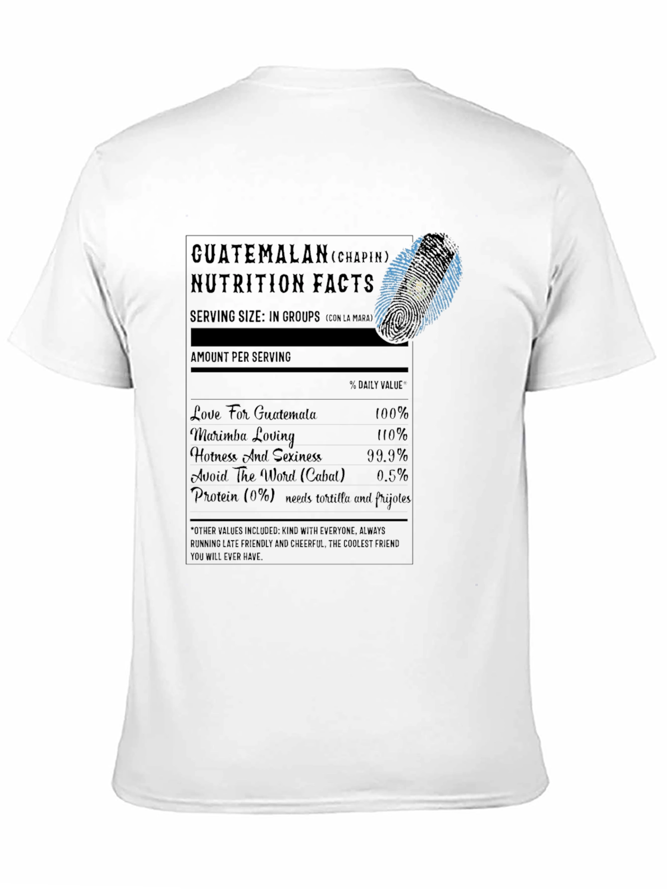 Guatemalan Nutrition Facts Black T-Shirt