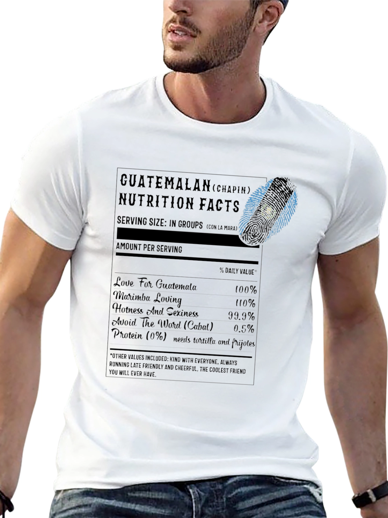 Guatemalan Nutrition Facts Black T-Shirt