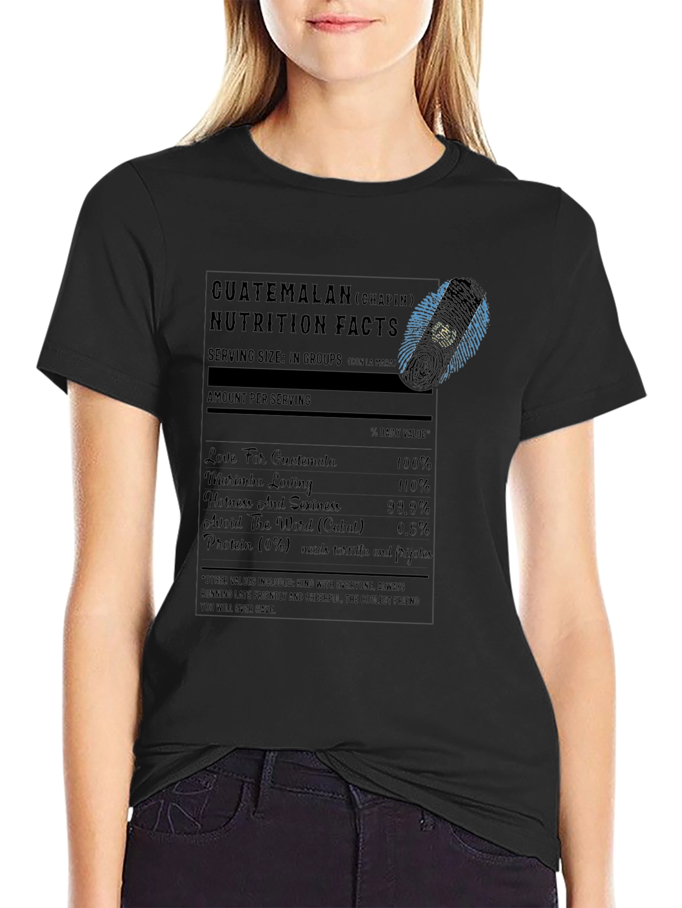 Guatemalan Nutrition Facts Black T-Shirt