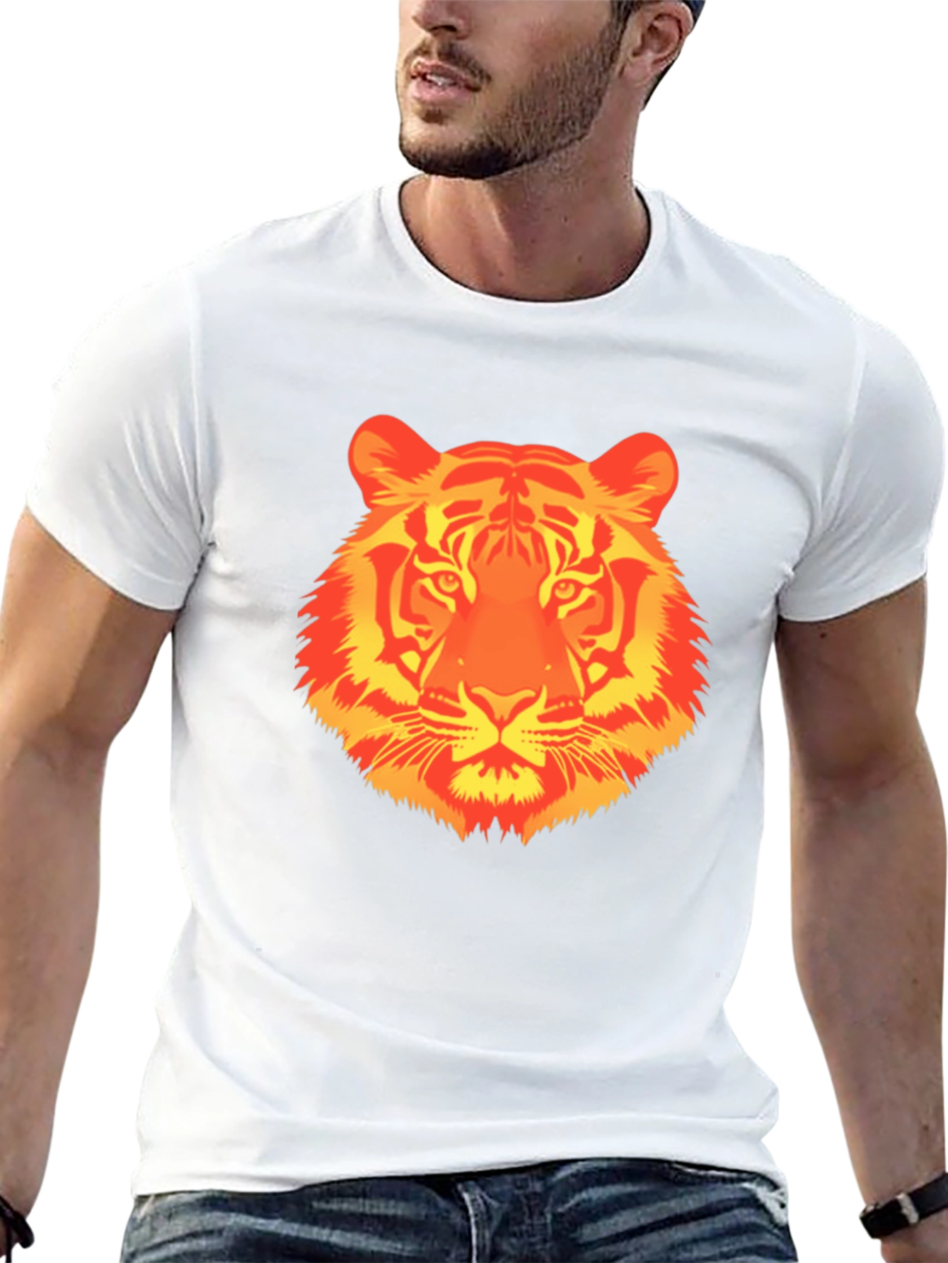 Fiery Tiger Graphic T-Shirt - Bold Animal Print Tee