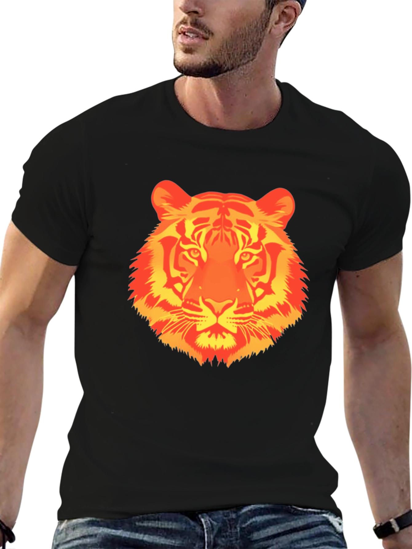 Fiery Tiger Graphic T-Shirt - Bold Animal Print Tee