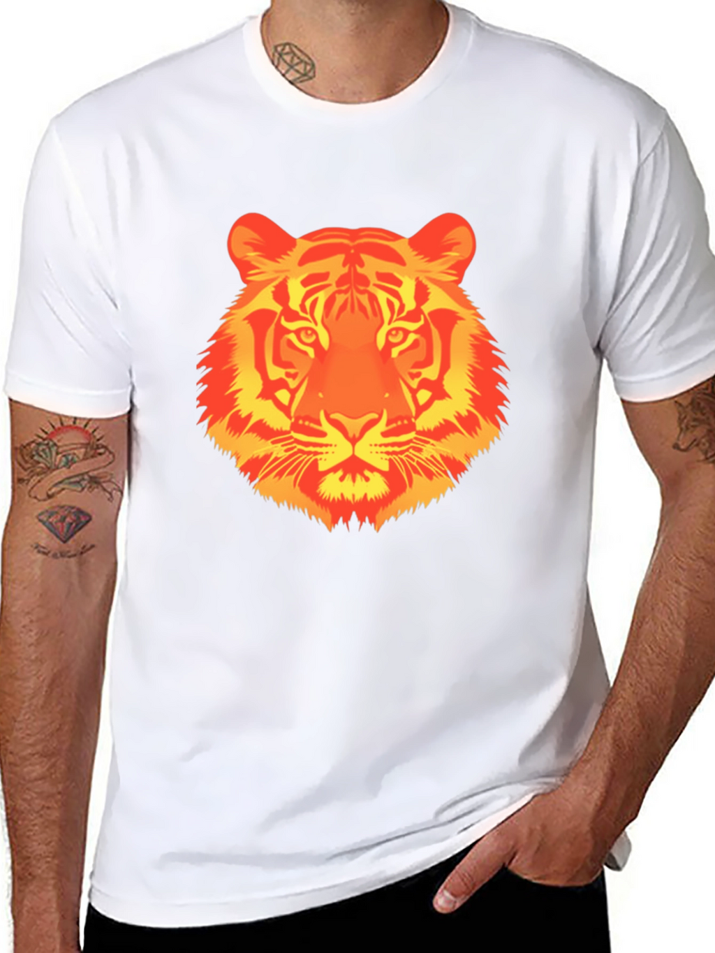 Fiery Tiger Graphic T-Shirt - Bold Animal Print Tee