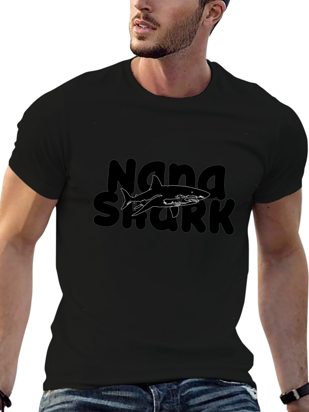 Nana Shark Black Graphic Tee