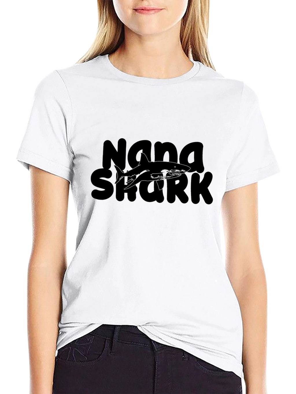 Nana Shark Black Graphic Tee