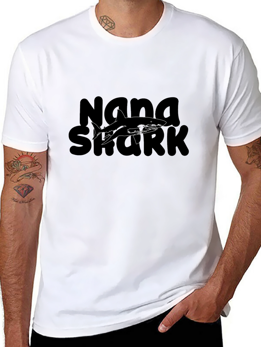 Nana Shark Black Graphic Tee