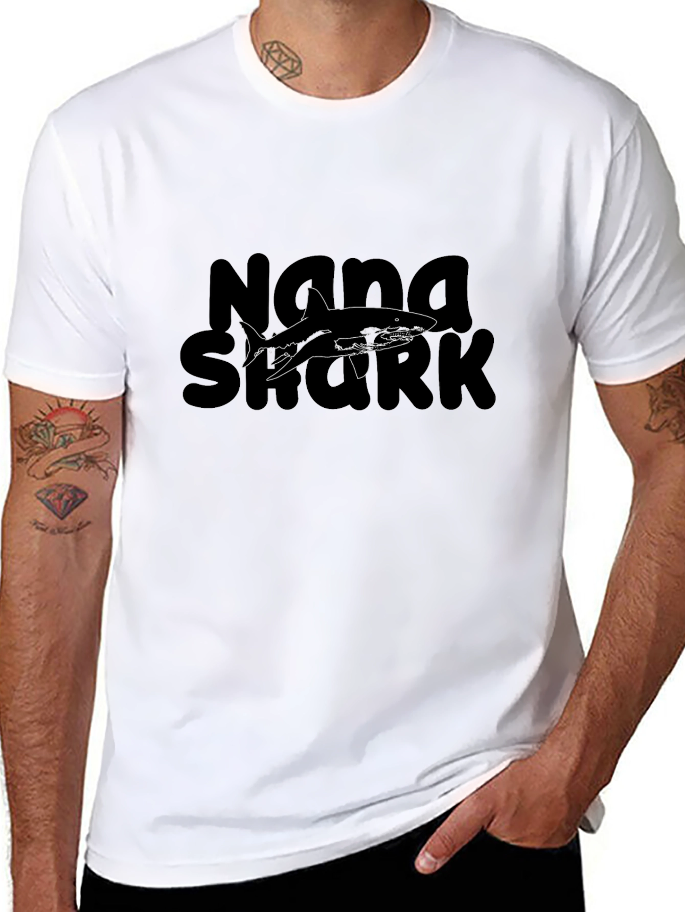 Nana Shark Black Graphic Tee