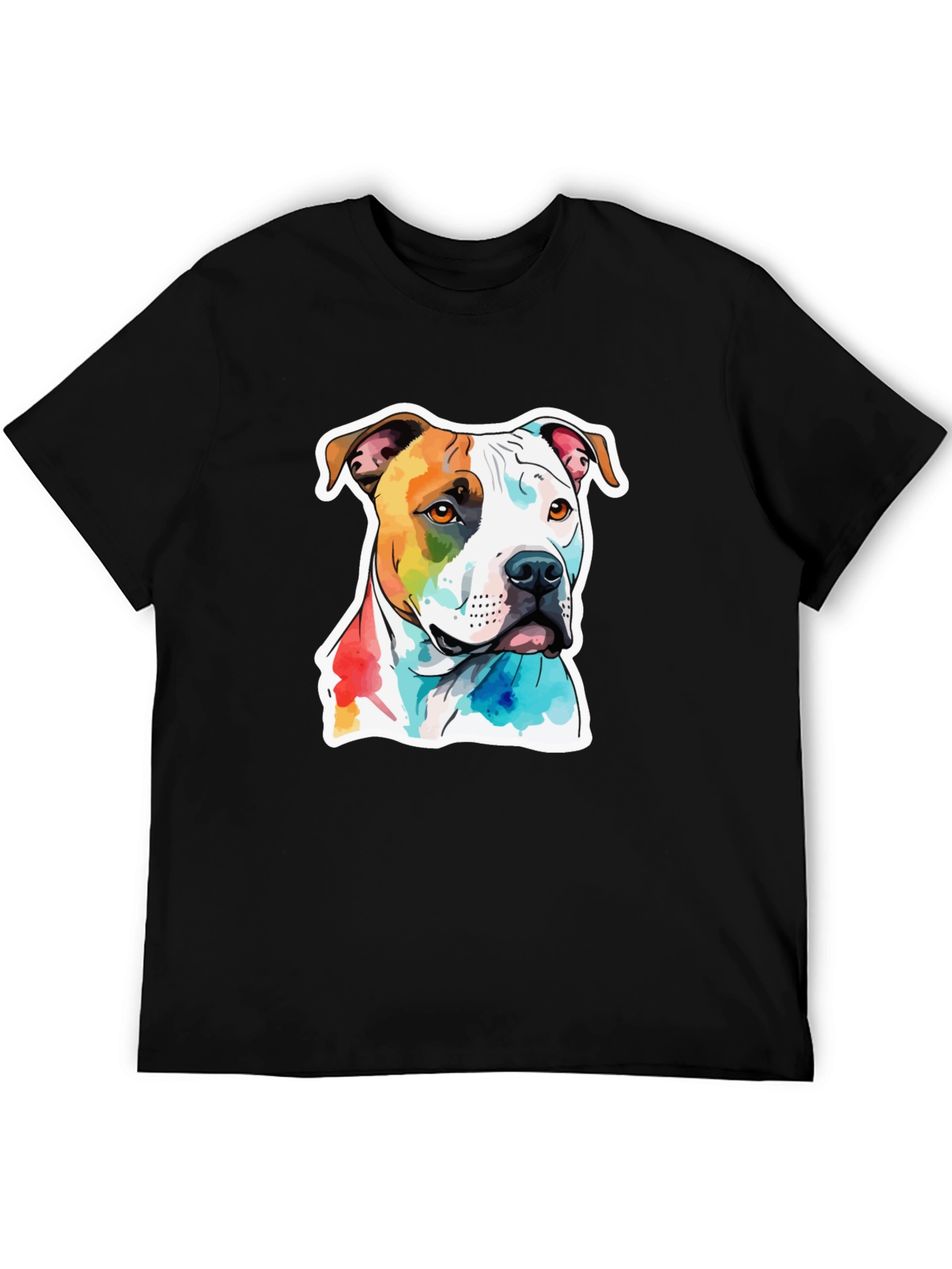 Watercolor Dog Graphic T-Shirt - Unisex Black Tee