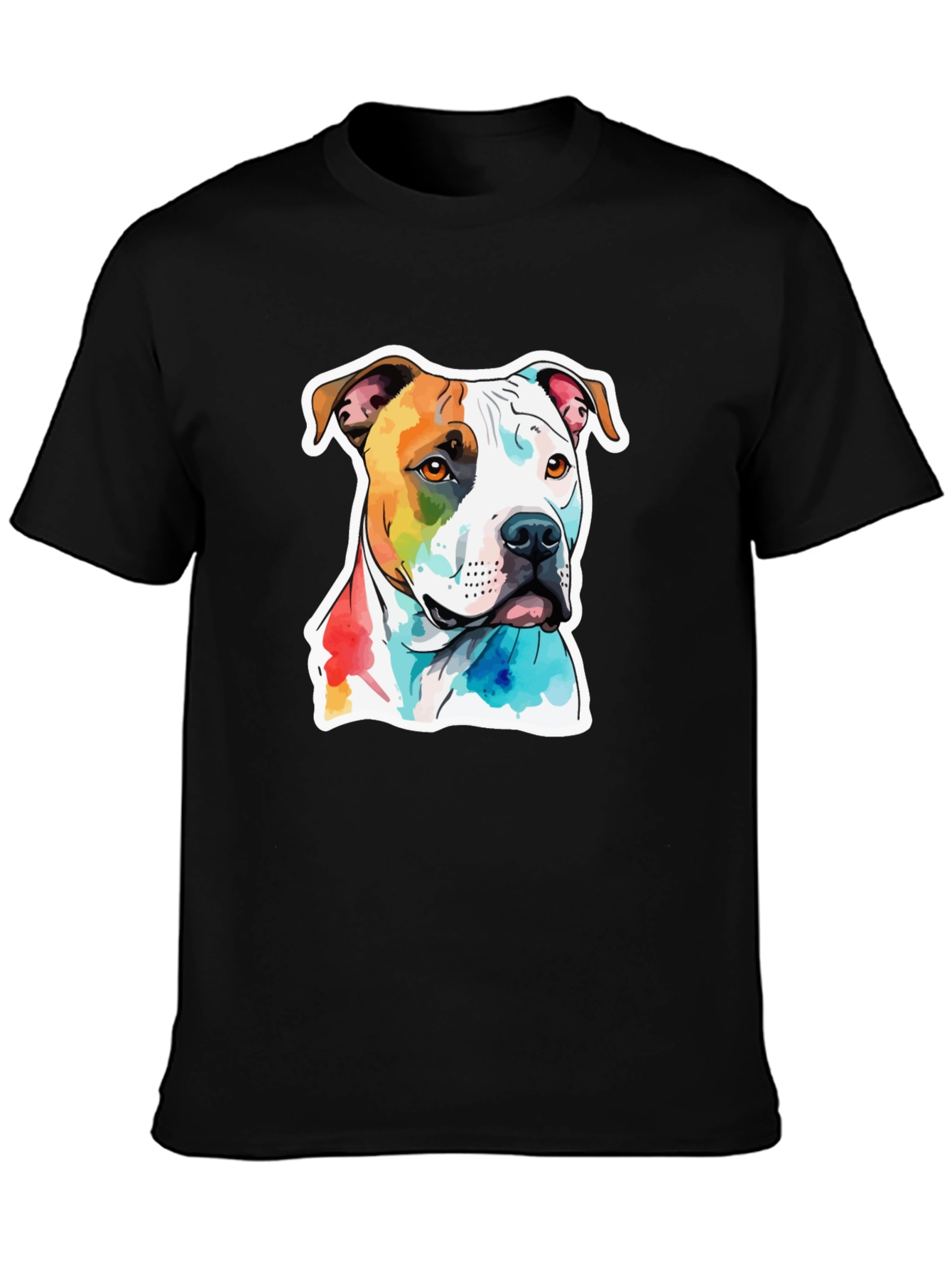 Watercolor Dog Graphic T-Shirt - Unisex Black Tee
