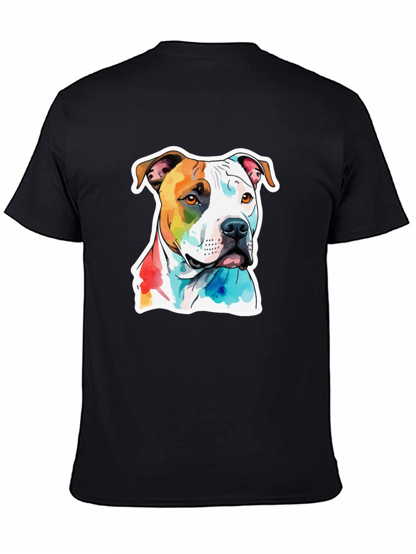 Watercolor Dog Graphic T-Shirt - Unisex Black Tee