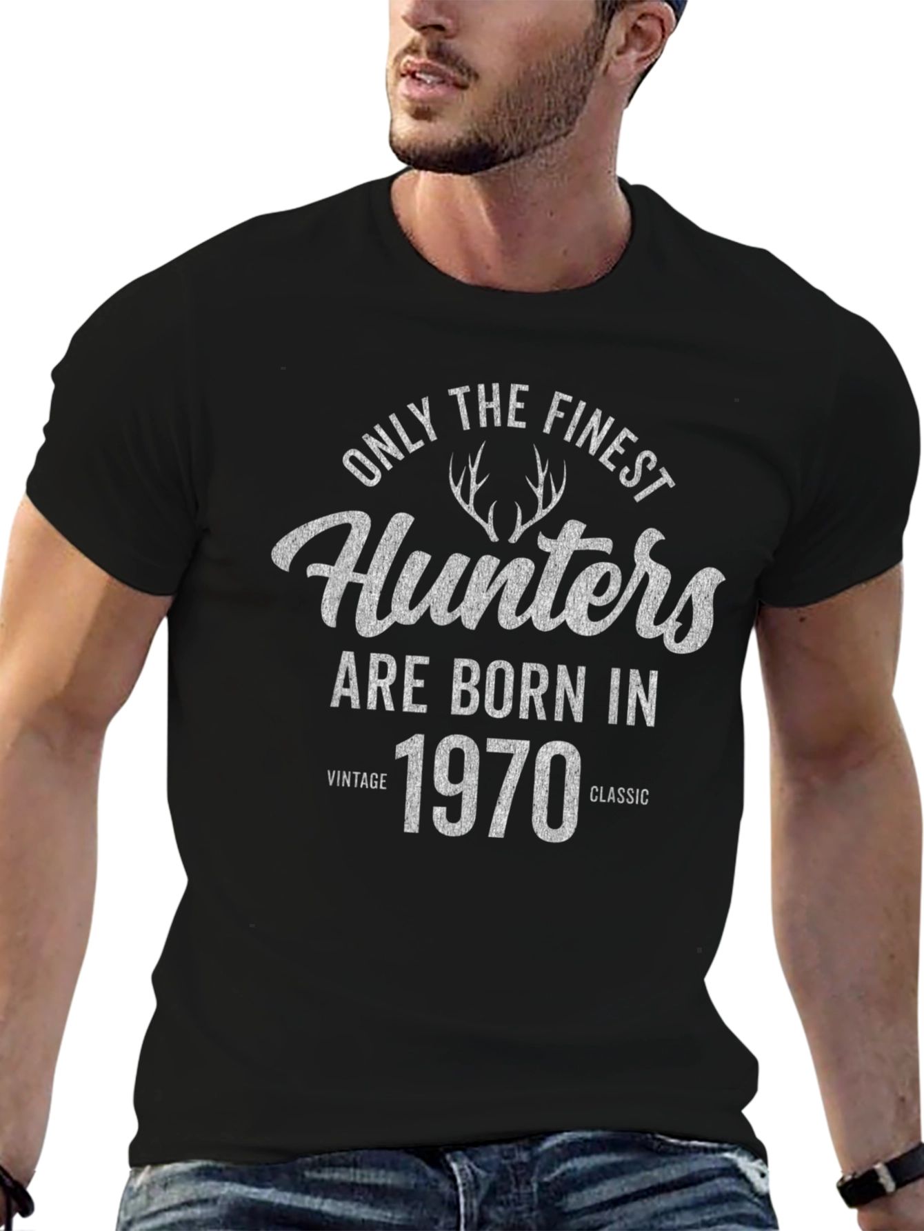 Finest Hunters Born in 1970 Black Graphic Tee