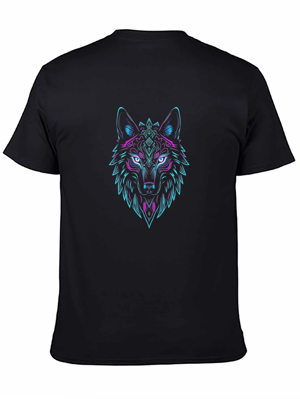 Neon Wolf Graphic Tee - Stylish Black T-Shirt