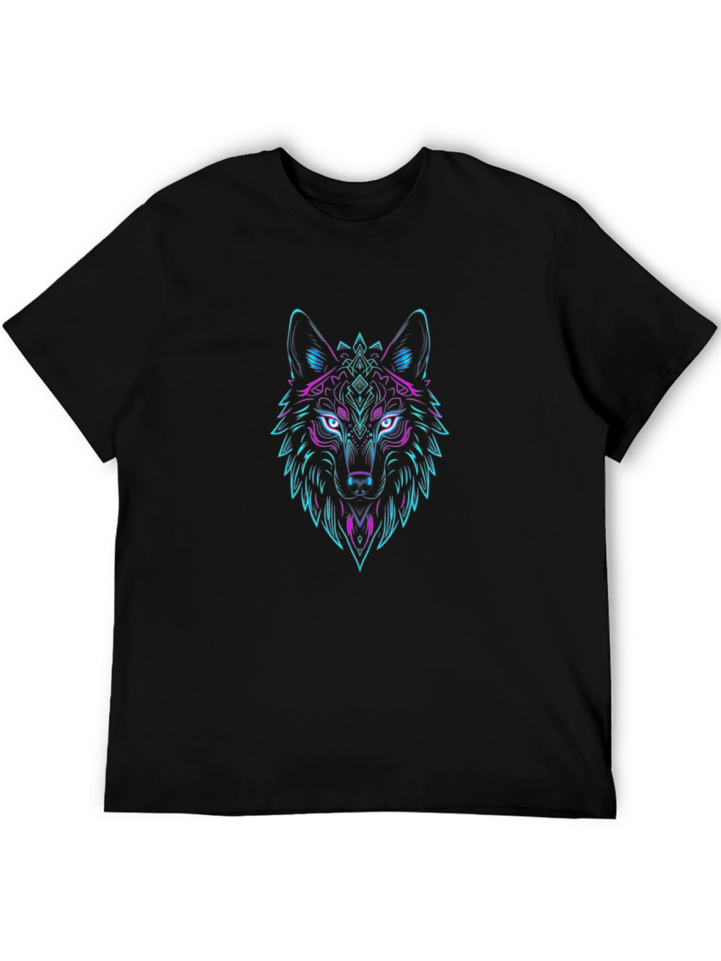 Neon Wolf Graphic Tee - Stylish Black T-Shirt