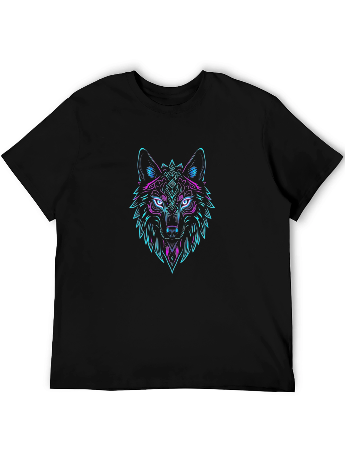 Neon Wolf Graphic Tee - Stylish Black T-Shirt