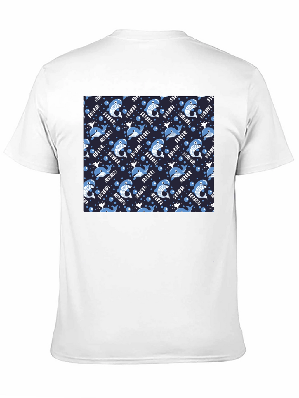 Whale Pattern Black T-Shirt