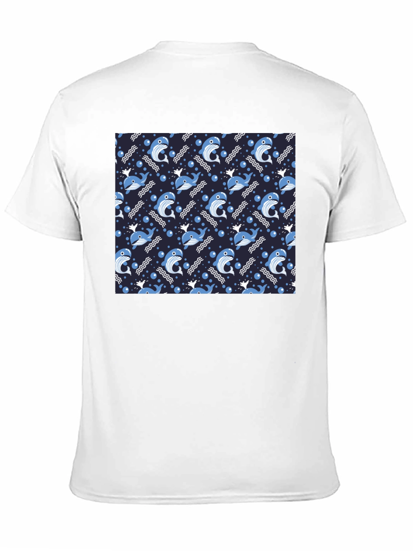 Whale Pattern Black T-Shirt