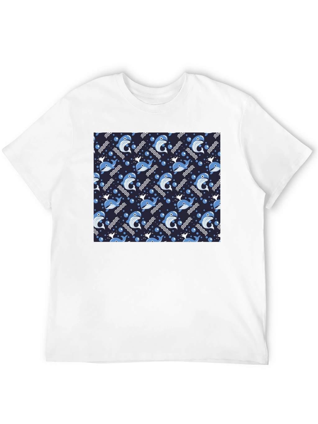 Whale Pattern Black T-Shirt