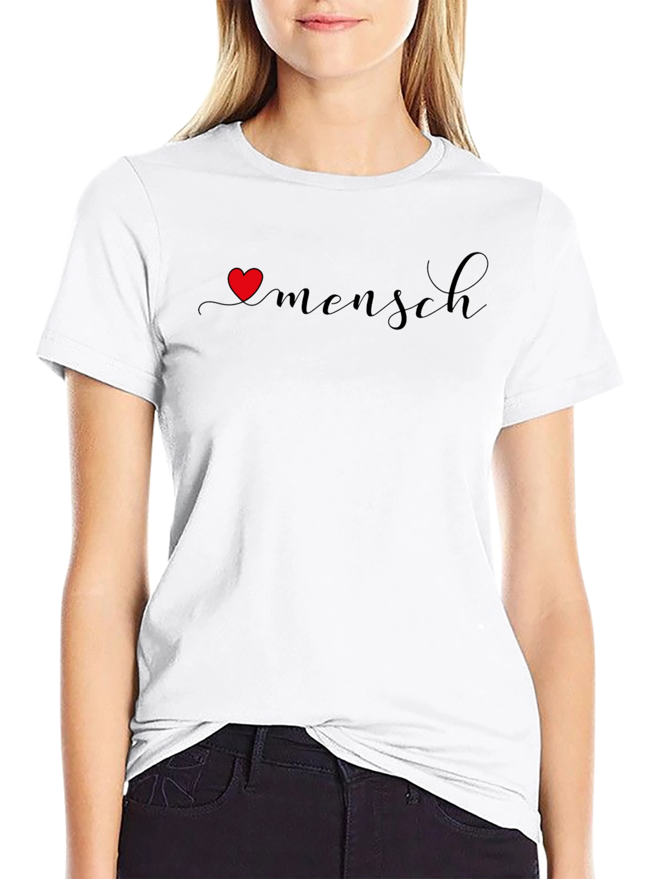 Mensch Graphic Tee - Heart and Script Design