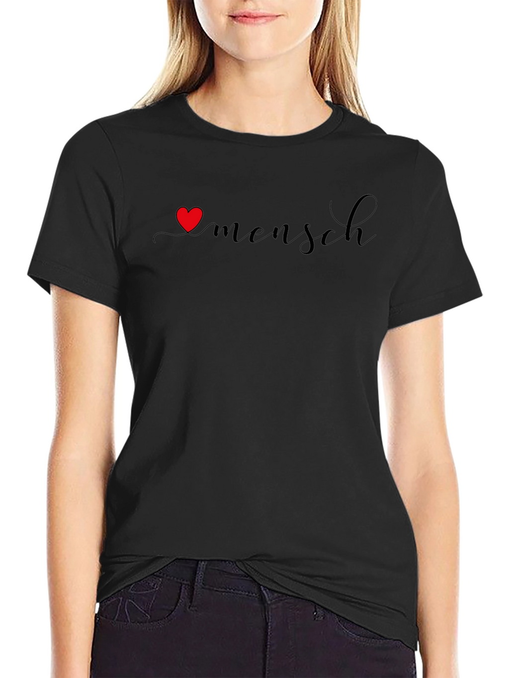 Mensch Graphic Tee - Heart and Script Design