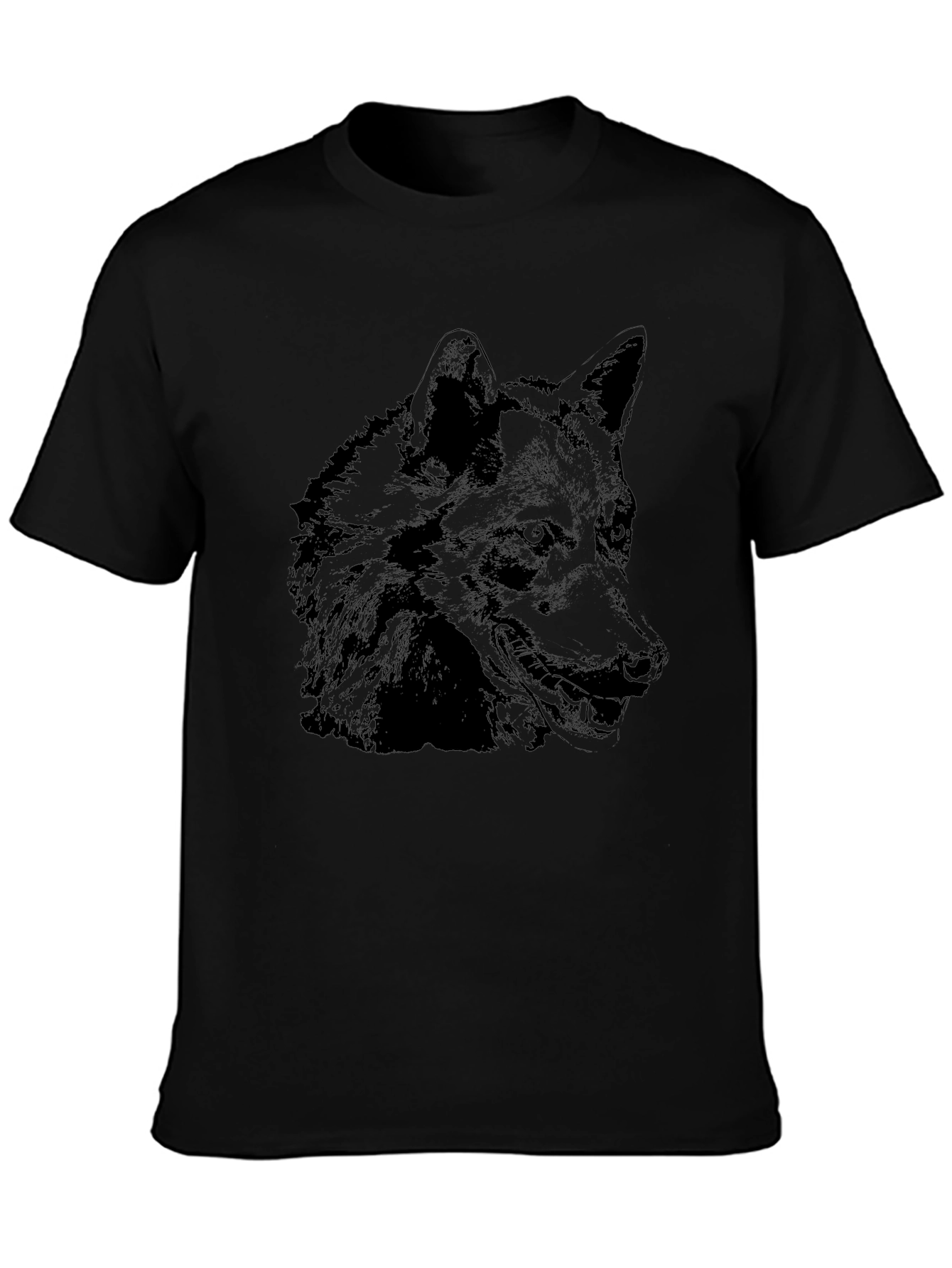 Black Wolf Graphic Tee - Cool Canine Design