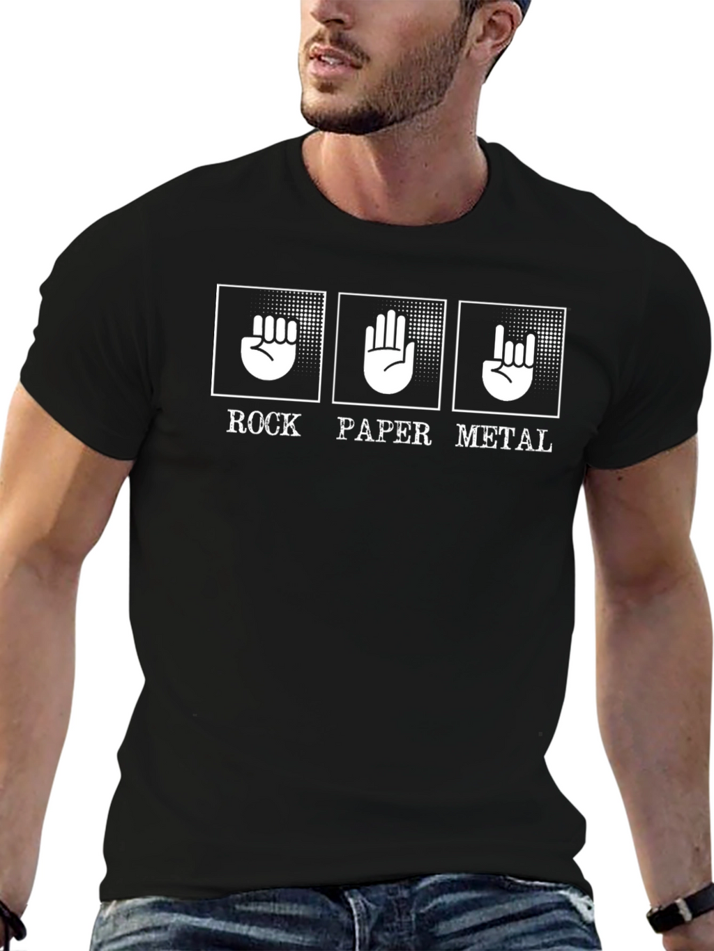 Rock Paper Metal Graphic Tee - Black