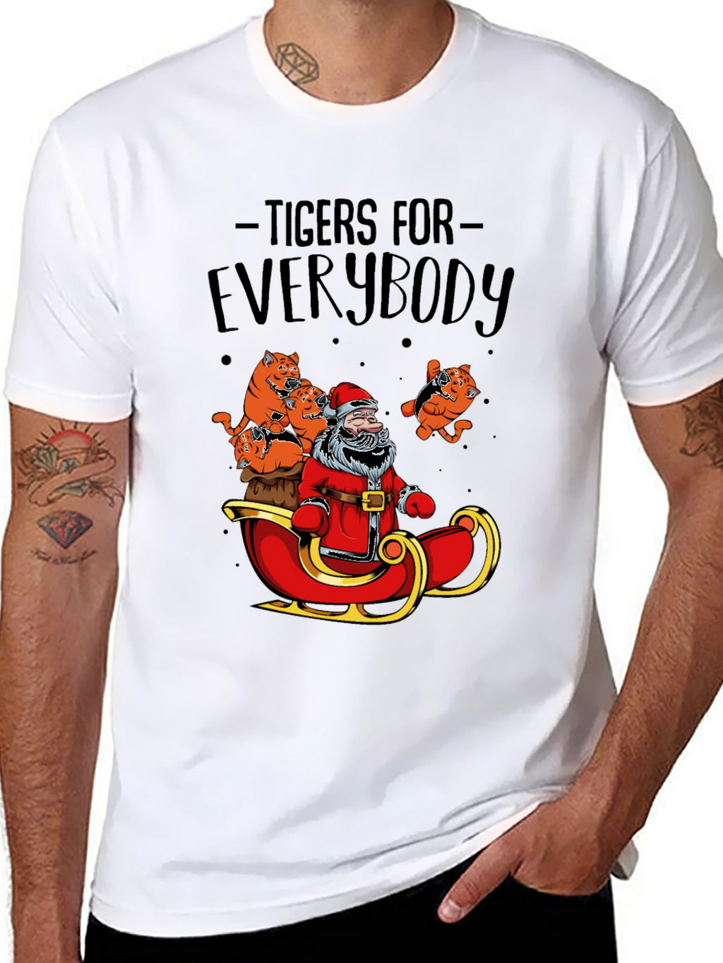 Tigers for Everybody Santa Christmas Graphic Tee