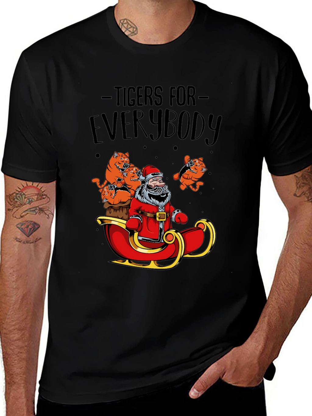 Tigers for Everybody Santa Christmas Graphic Tee