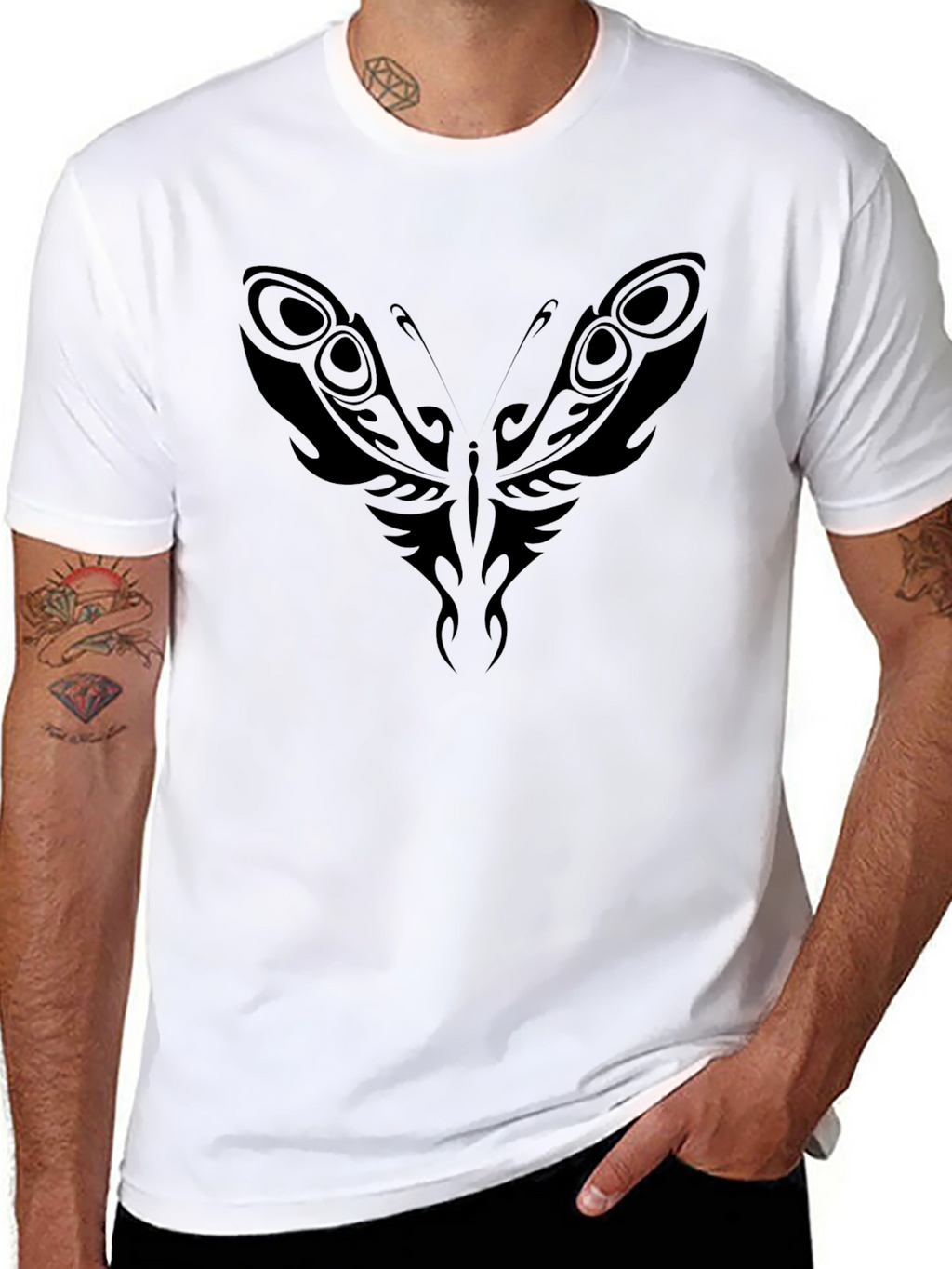Tribal Butterfly Black T-Shirt