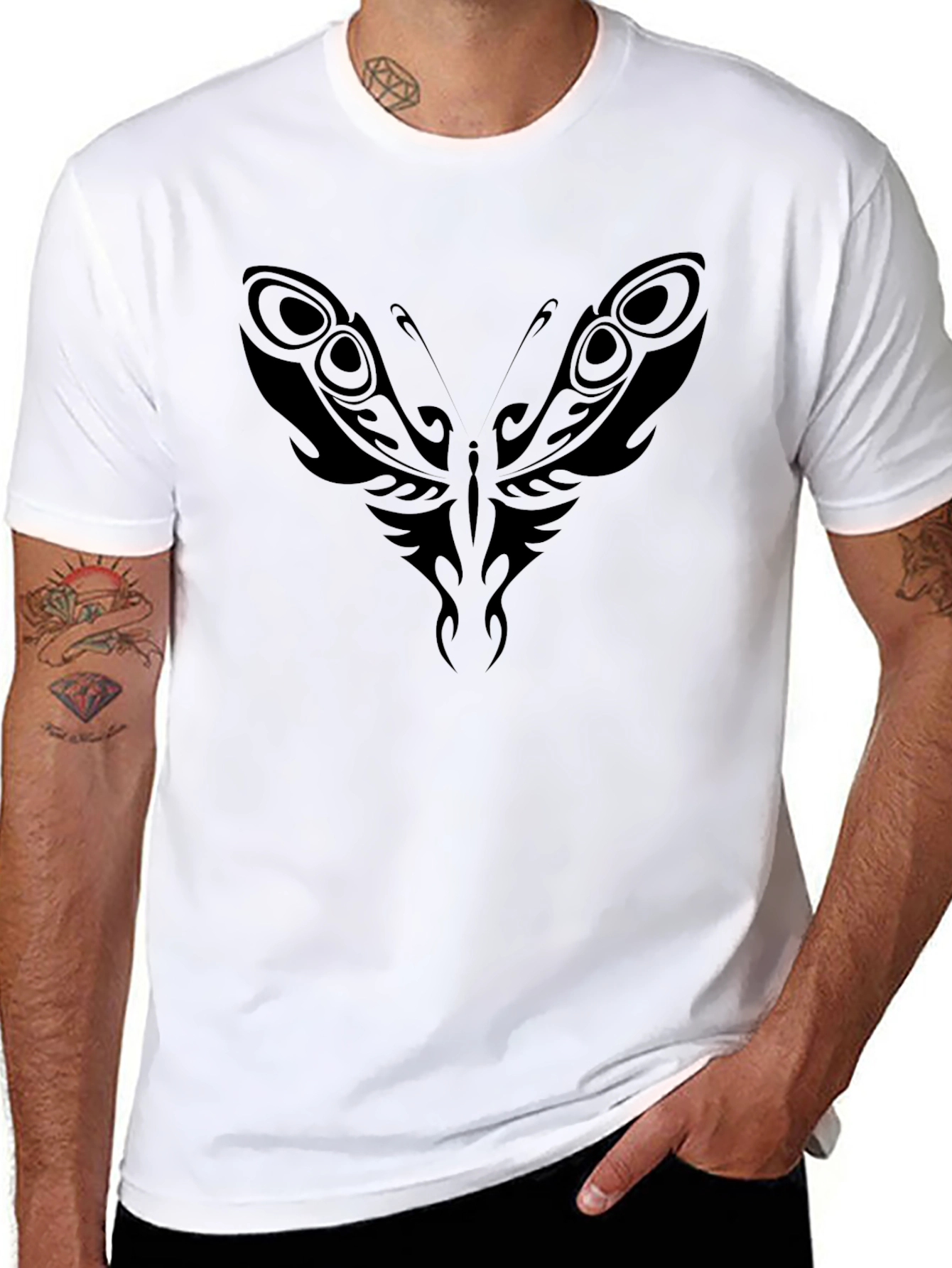 Tribal Butterfly Black T-Shirt