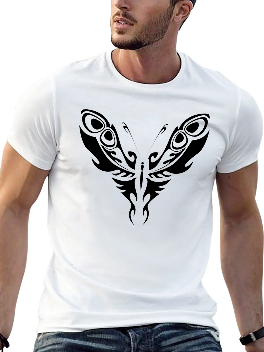 Tribal Butterfly Black T-Shirt