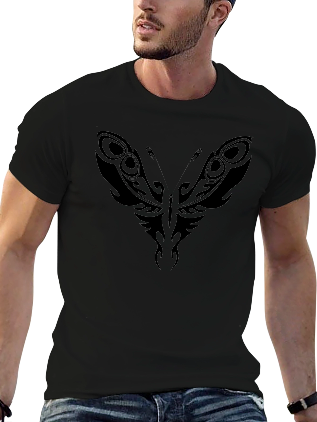 Tribal Butterfly Black T-Shirt