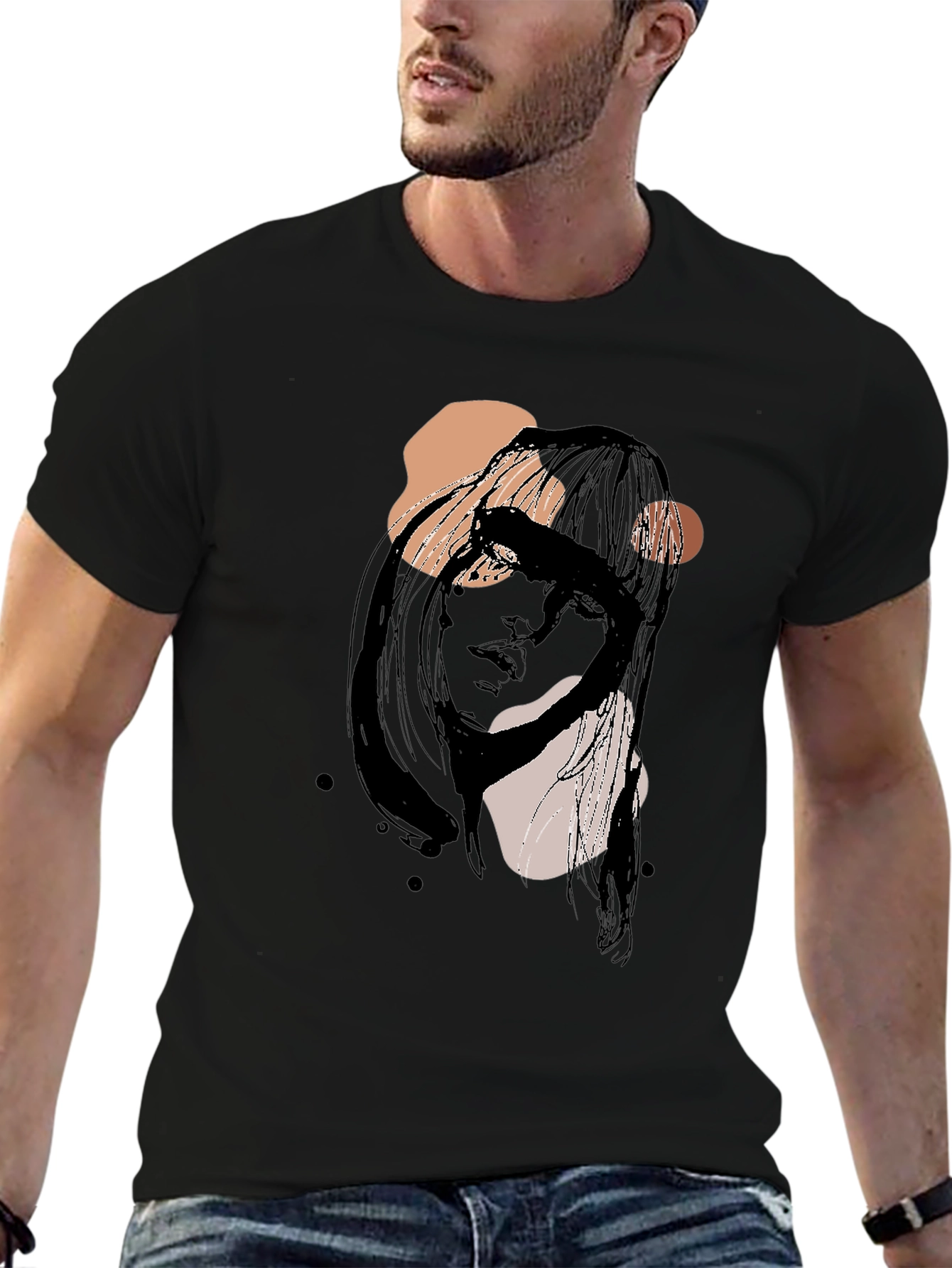 Abstract Woman Graphic Black T-Shirt