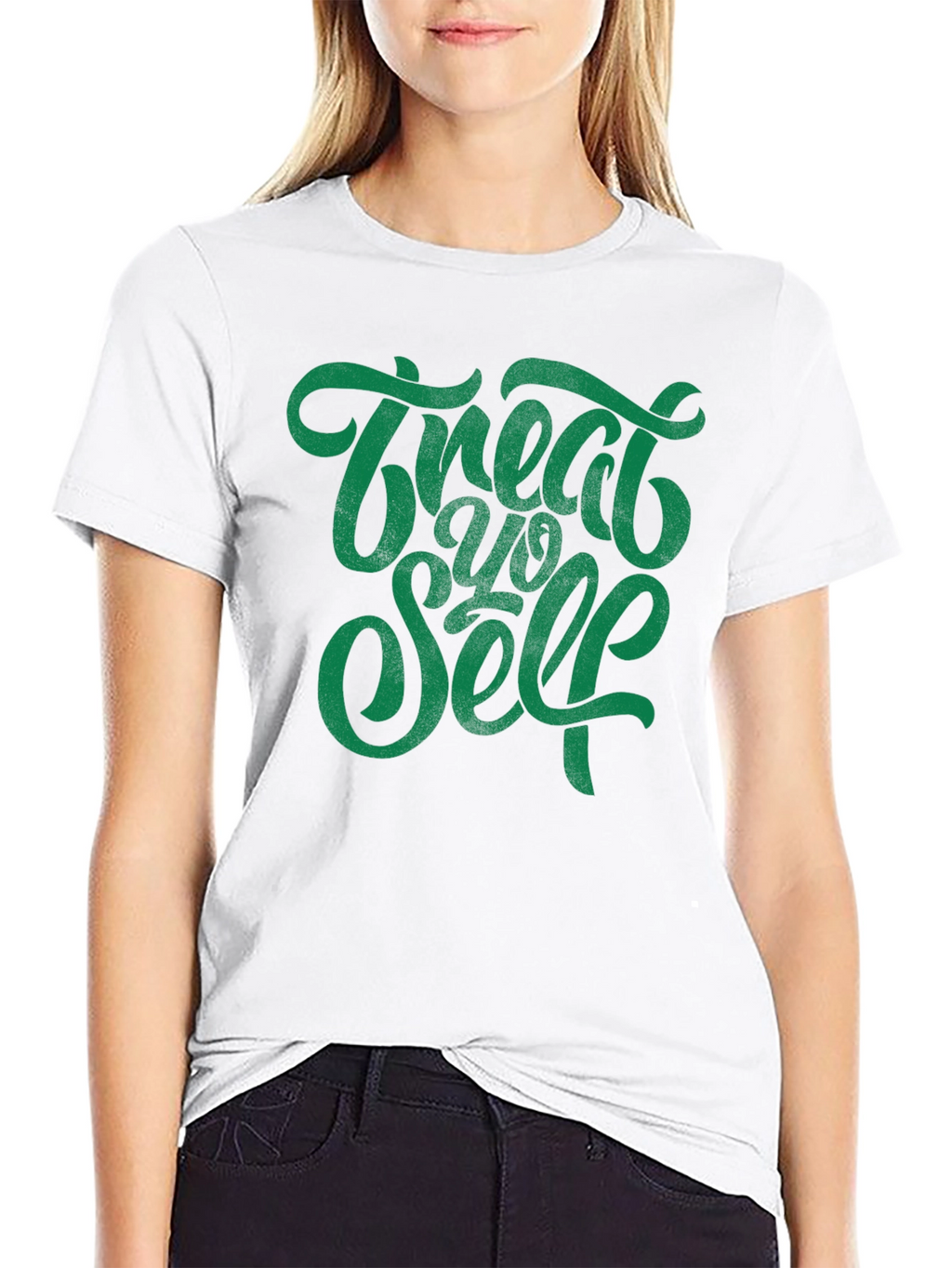 Treat Yo Self Graphic Tee - Black Cotton T-Shirt