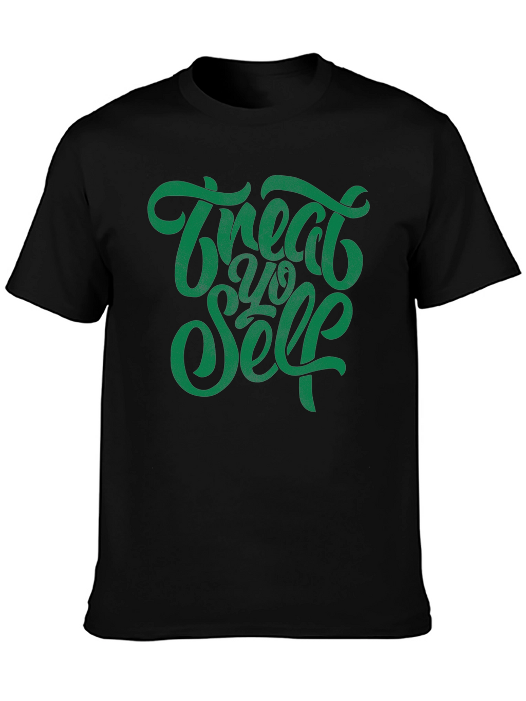 Treat Yo Self Graphic Tee - Black Cotton T-Shirt
