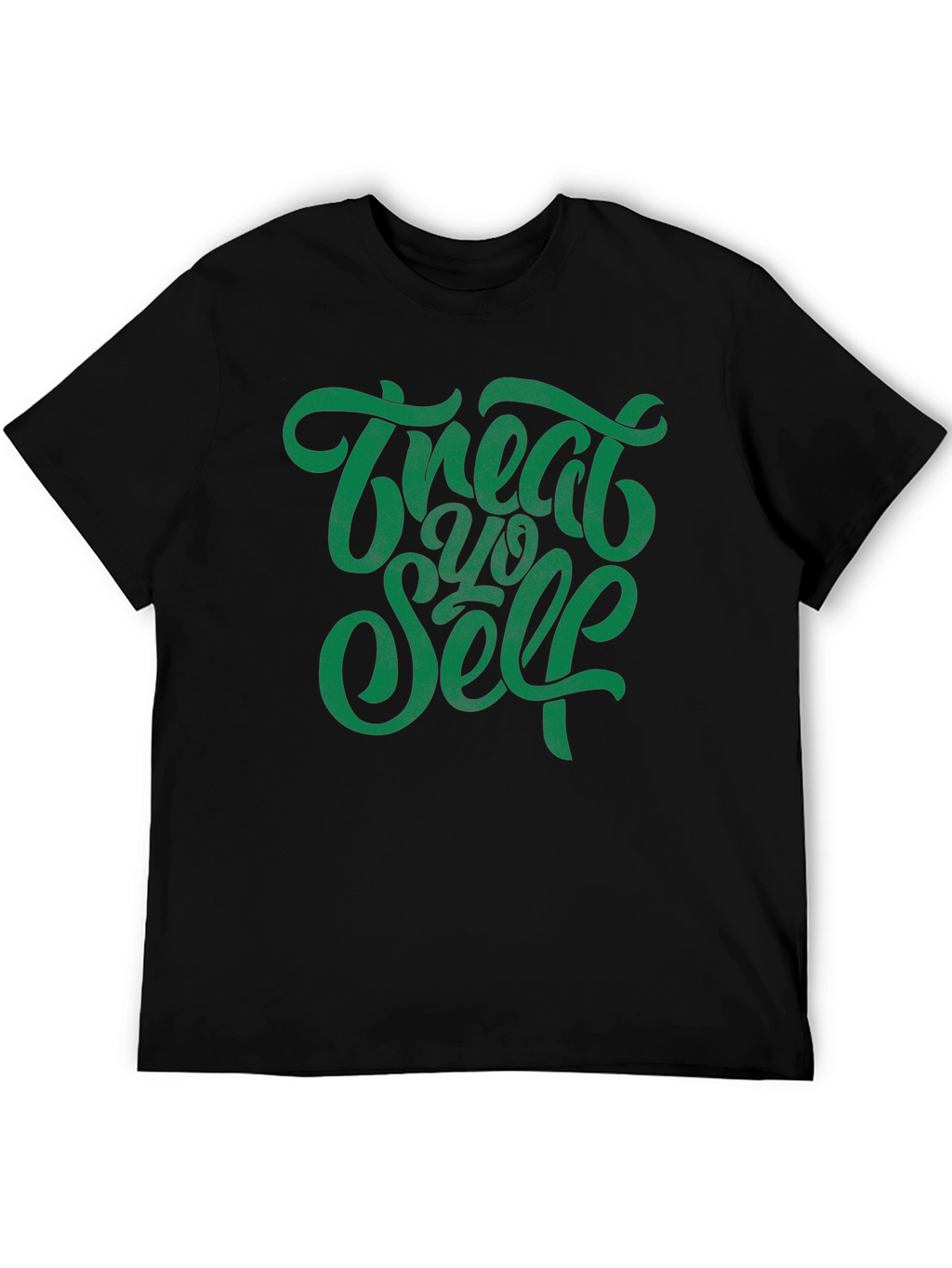 Treat Yo Self Graphic Tee - Black Cotton T-Shirt