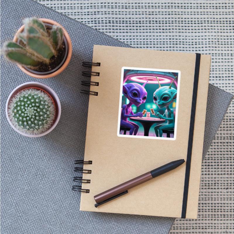 2 ALIENS PLAYING CARDS AND HAVING FUN 4