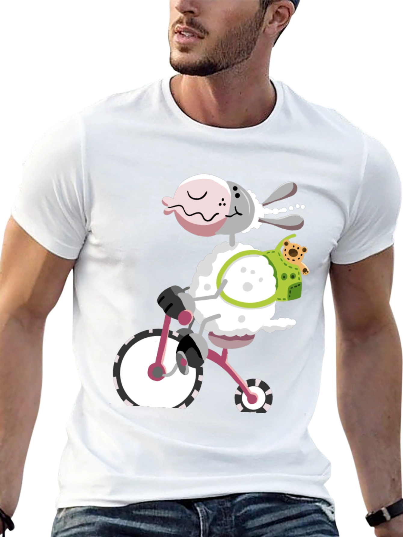 Sheep on Bike Graphic Tee