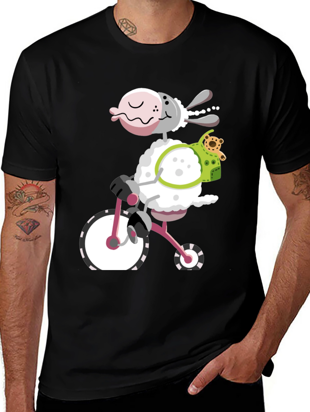Sheep on Bike Graphic Tee