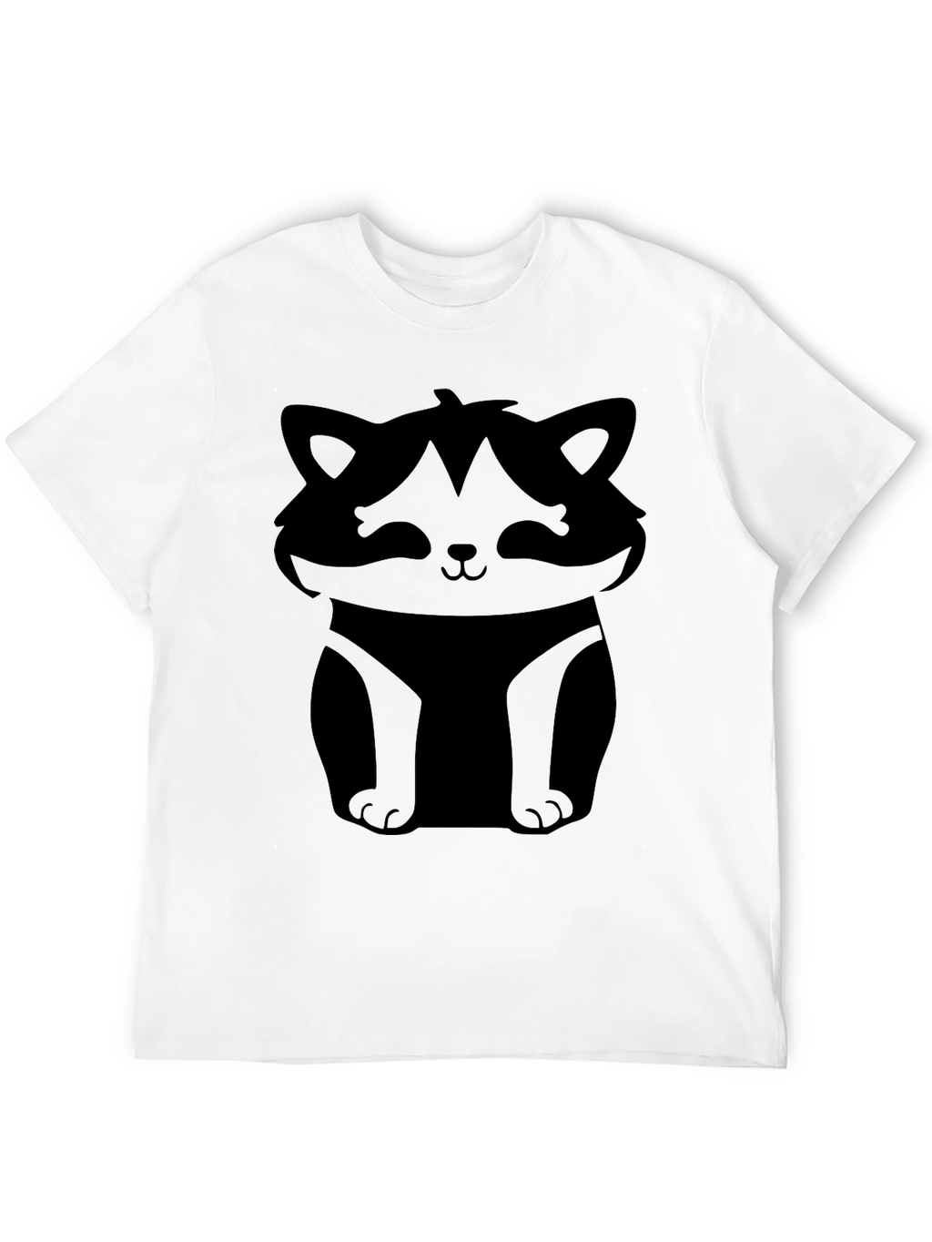 Cute Raccoon Graphic Tee - Black Cotton Casual Shirt