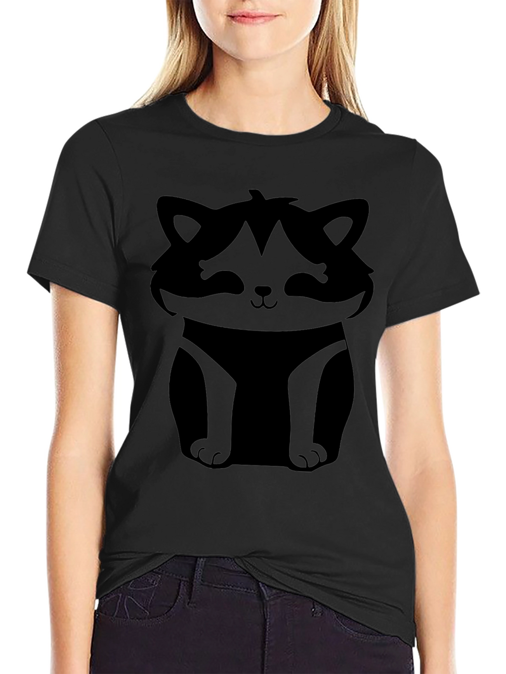 Cute Raccoon Graphic Tee - Black Cotton Casual Shirt