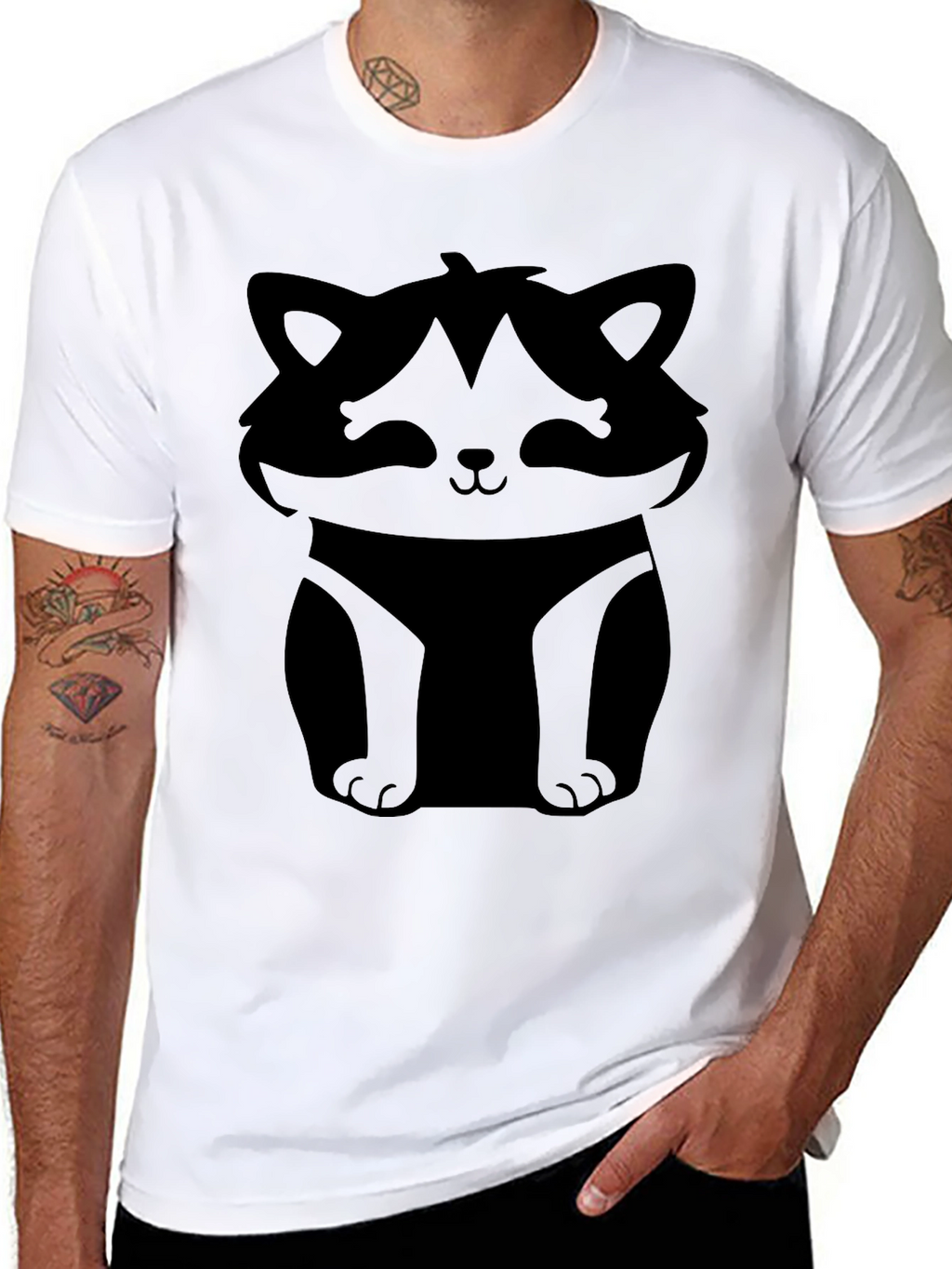 Cute Raccoon Graphic Tee - Black Cotton Casual Shirt